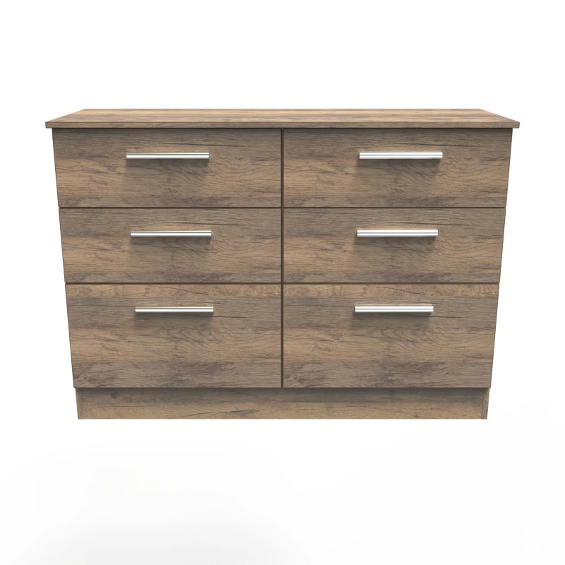 Image of Trent 6 Drawer Wide Chest In Vintage Oak (Ready Assembled)