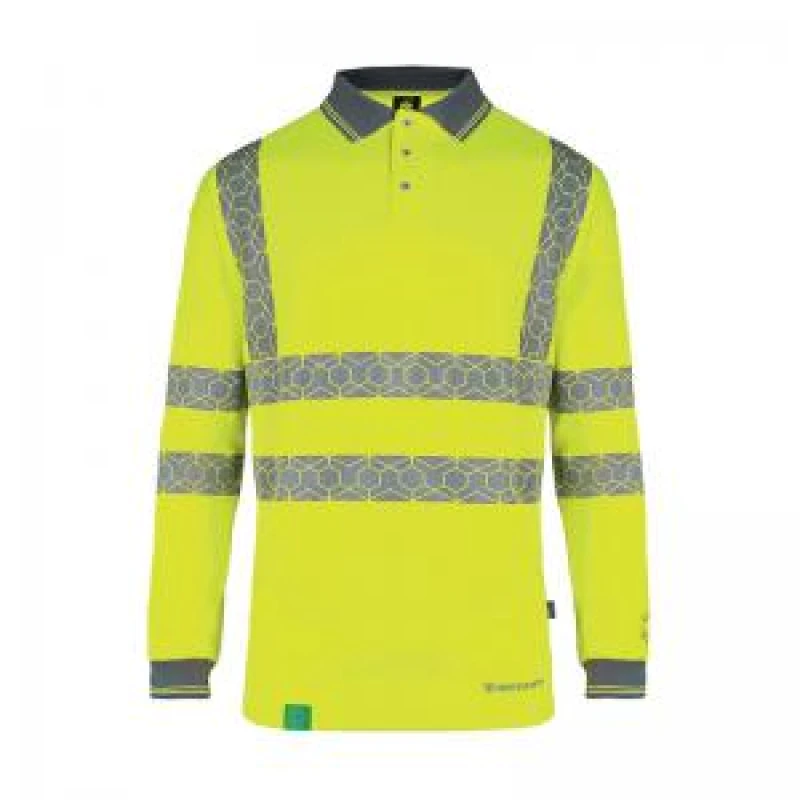 Image of Beeswift Envirowear Beeswift Envirowear High Visibility Long Sleeve Polo Shirt Saturn Yellow 3XL EWCPKLSSY3XL EWCPKLSSY3XL
