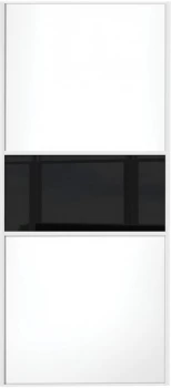 Image of Wickes Sliding Wardrobe Door Fineline White Panel and Black Glass - 2220 x 610mm