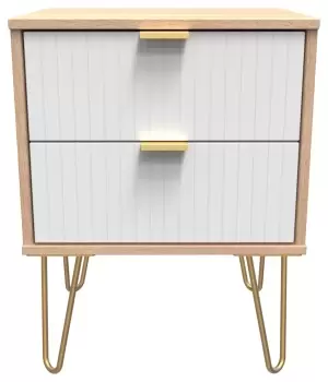 Image of Galatina 2 Drawer Bedside Table - White & Oak
