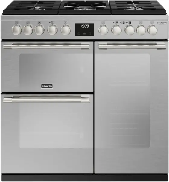 Image of Stoves Sterling Deluxe ST DX STER D900DF SS 90cm Dual Fuel Range Cooker - Stainless Steel - A/A/A Rated