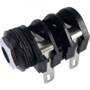Image of 6.35mm audio jack Socket horizontal mount Number of pins 2 Mono Black Cliff CL1282A