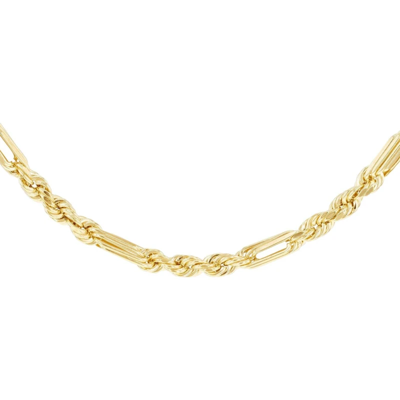 Image of Be You 9ct Gold Hollow Diamond Cut Figarope Chain Chain Necklaces 18" Gold 72943910002