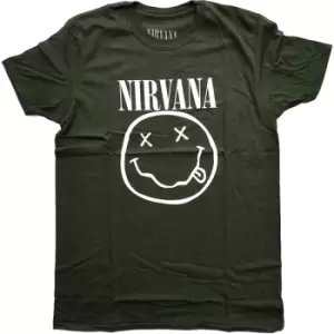 Image of Nirvana - White Smiley Unisex XXX-Large T-Shirt - Green