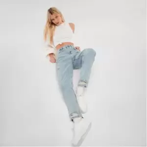 Image of Missguided Premium Distressed Baggy Mom Jeans - Blue