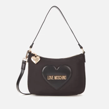 Image of Love Moschino Womens Full of Love Nylon Shoulder Bag - Black