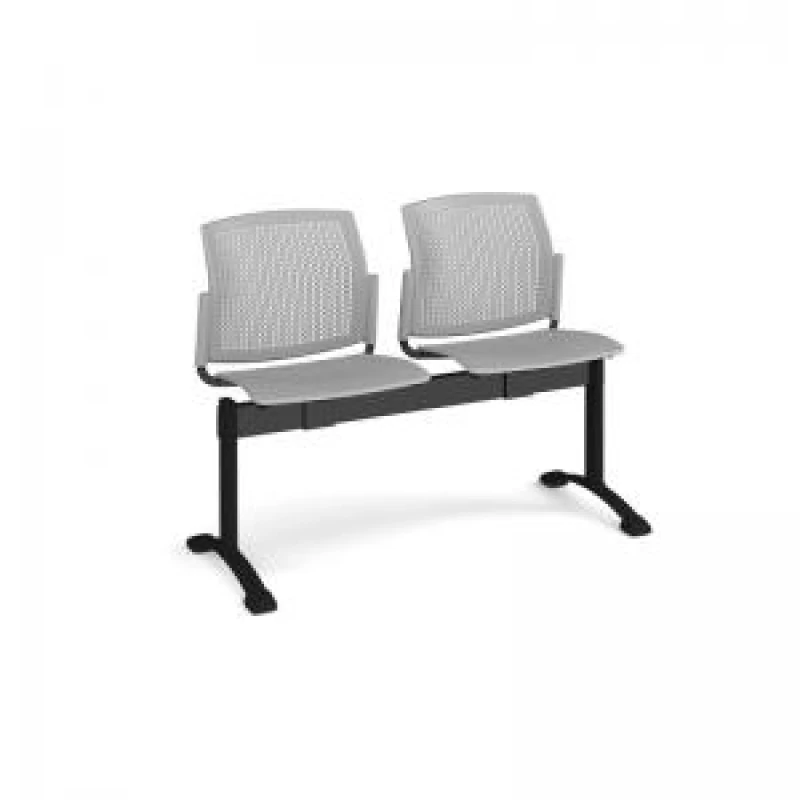Image of Santana Perforated Back Waiting Room Beam Seating - 2 Seater - Grey
