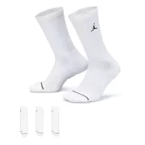 Image of Jordan U J Everyday Cush Poly Crew Socks (3 Pairs), White/Black, Unisex, Socks, DX9632-100