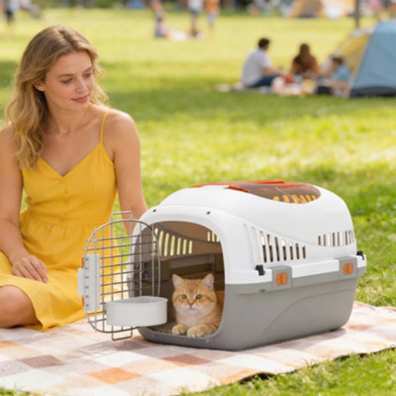 Image of Pawhut Plastic Pet Carrier, Top Load Hard Shell Cat Carrier, Max 4 Kg