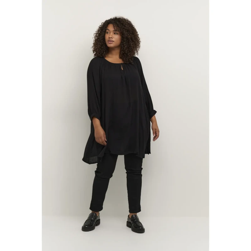 Image of KAFFE Curve 3/4 Sleeve Tunic For Her KAFFE Curve Ami Noir Female 52