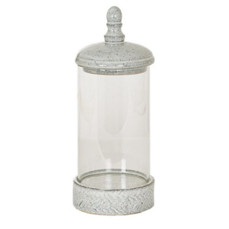 Image of Hill Interiors Sona Medium Hurricane Lantern Candle Holder With Lid - Glass - L17 X W17 X H42cm - White
