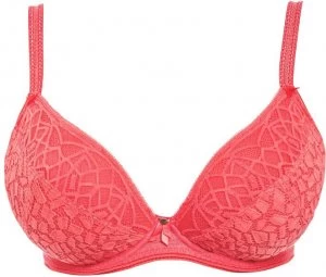 Image of Freya Soiree lace padded plunge bra Coral