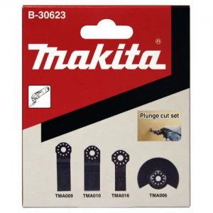 Image of Makita 4 Piece Plunge Cutting Oscillating Multi Tool Blade Set