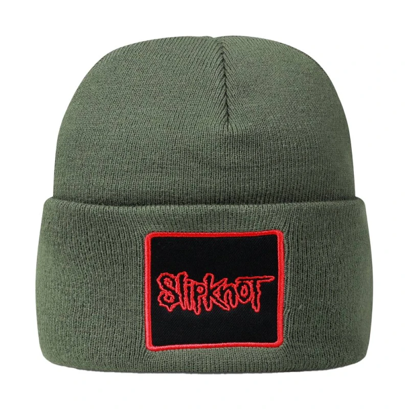 Image of Amplified Mens Slipknot Logo Beanie in Olive Olive Male One Size