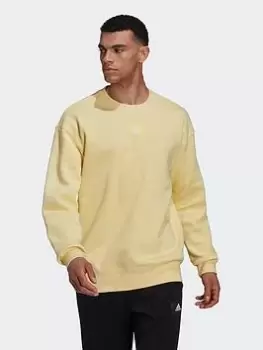 Image of adidas Essentials Feelvivid Cotton Fleece Drop Shoulder Sweatshirt, Blue, Size L, Men