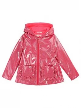 Image of Billieblush Girls Ruffle Pocket Glitter Raincoat - Bright Pink, Bright Pink, Size 10 Years, Women