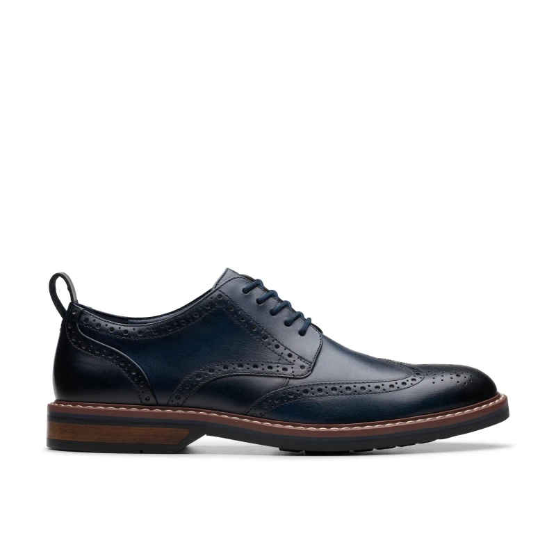 Image of Clarks Clarks Men Aldwin Limit Brogue Navy Leather Lace Up,Brogues in Blue Size: 11-Standard Fit Blue 11-Standard Fit Male 5063090938795