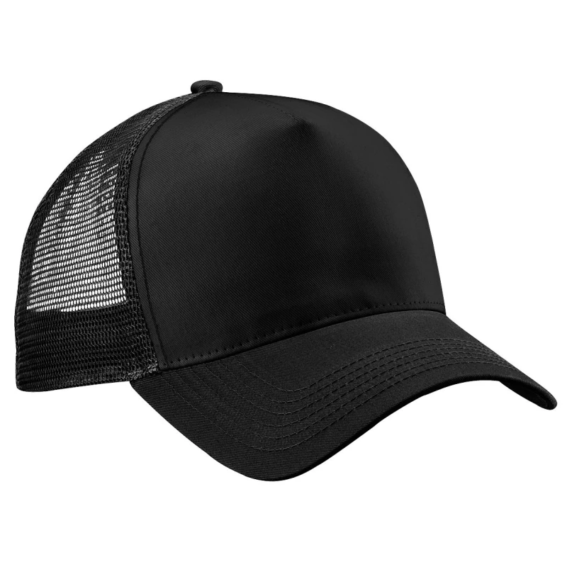 Image of Beechfield Beechfield Men Half Mesh Trucker Cap Headwear Pack of 2 in True Black True Black One Size Male 5059269086329