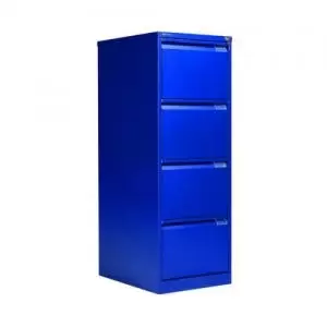 Image of Bisley 4 Drawer Filing Cabinet Lockable 470x622x1321mm Blue BS4EBlue