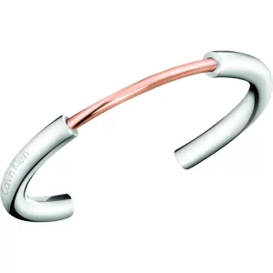Image of Ladies Calvin Klein Two-Tone Steel and Rose Plate Small Disclose Bangle KJ5FPF20010S