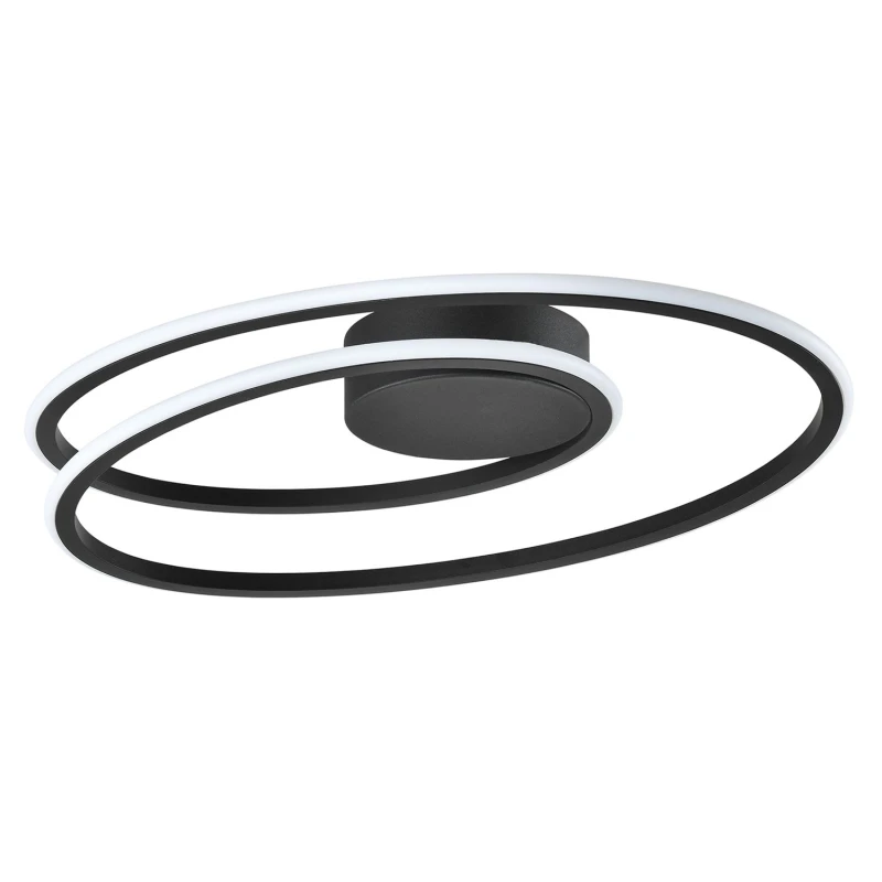 Image of Happy Homewares Modern Double Swirl Strip LED Flush Metal Ceiling Light Fitting in Black Unisex