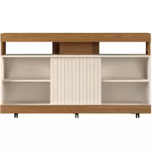 Image of 120 TV flat screen TV unit, oak effect & gloss white