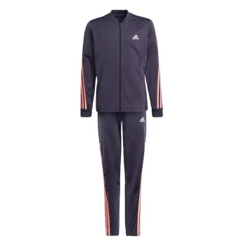Image of adidas AEROREADY 3-Stripes Polyester Tracksuit Kids - Shadow Navy / Acid Red