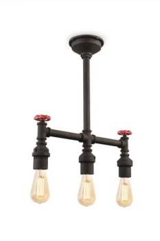 Image of 3 Light Semi Flush Light Rustic Black, E27