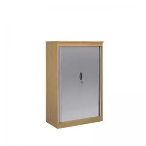 Image of Systems horizontal tambour door cupboard 1600mm high - oak