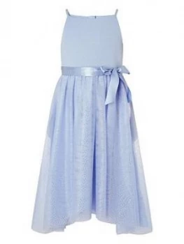 Image of Monsoon Girls Foil Print Sleeveless Dress - Pale Blue Size 3 Years, Women