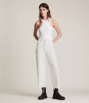 Image of AllSaints Womens Jayce High-Rise Wide Leg Relaxed Jeans, White, Size: 28