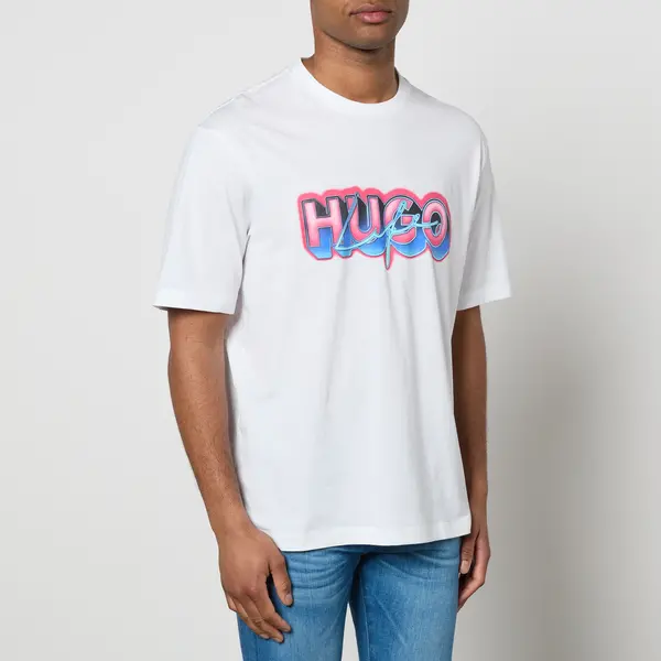 Image of HUGO Blue Nillumi Cotton T-Shirt - XXL White Tops male 50515278-100 XXL