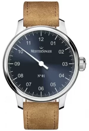 Image of MeisterSinger No. 1 40mm And Wound Sellita Suede Cognac Watch