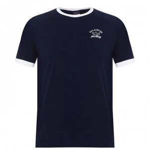 Image of Paul And Shark Crew Ringer Logo T Shirt - Navy