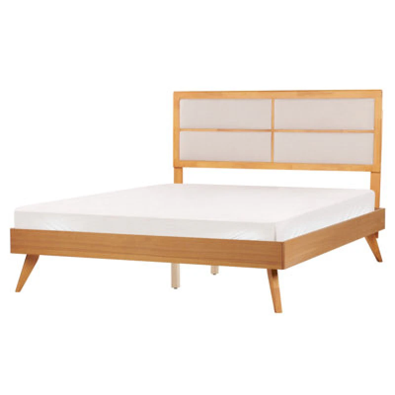 Image of Beliani Bed Poissy 160 X 200 Cm (Eu King Size) Natural Ash Wood
