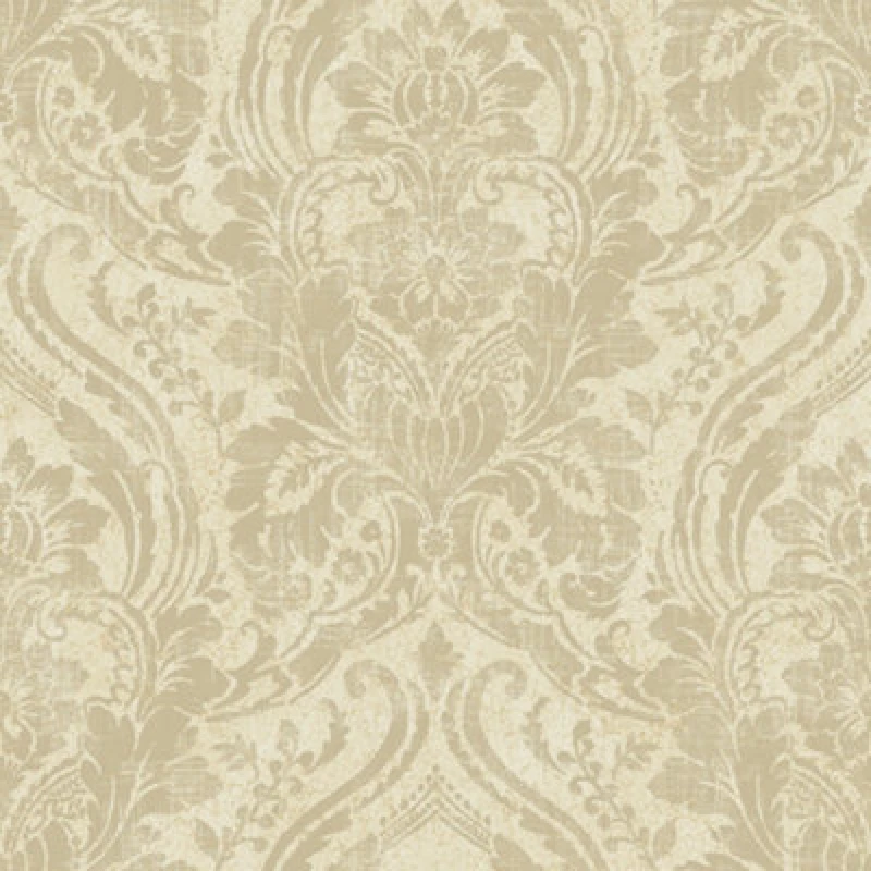 Image of Grandeco Textured Distressed Metallic Damask Wallpaper, Cream