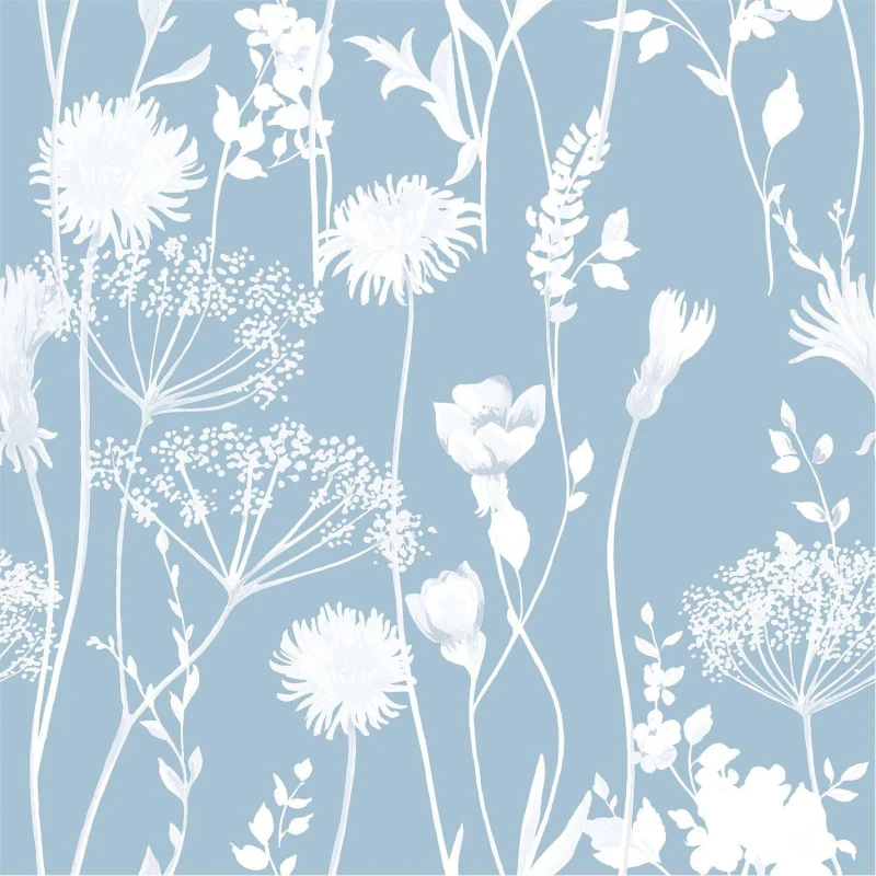 Image of Catherine Lansfield Meadowsweet Floral Wallpaper Blue unisex One Size