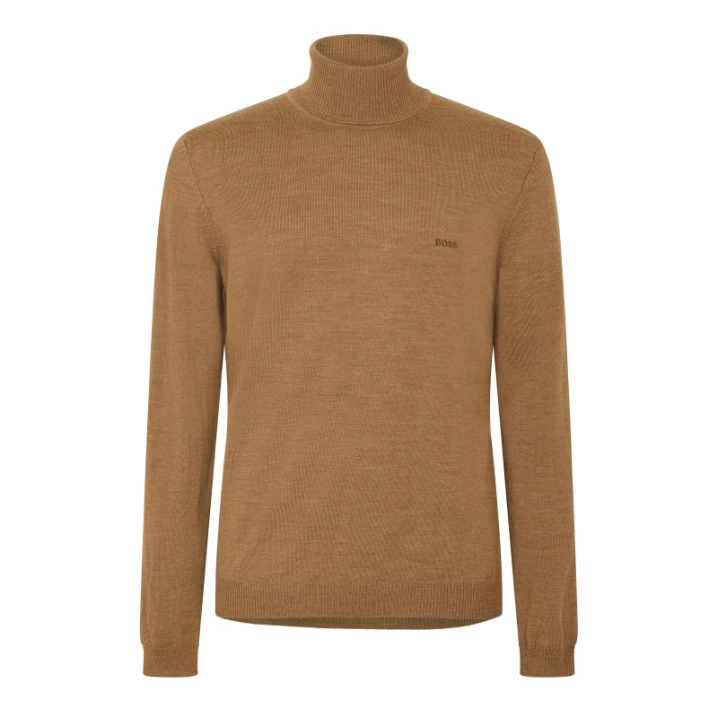 Image of Boss Mens Baldebert E Turtle Neck Jumper Medium Beige male S