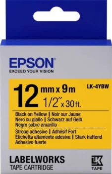 Image of Epson Label Cartridge Strong Adhesive LK-4YBW Black/Yellow 12mm (9m)