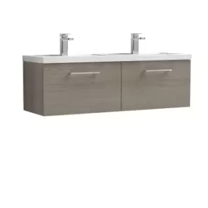 Image of Nuie Arno 1200mm Wall Hung 2 Drawer Vanity & Double Polymarble Basin Solace Oak