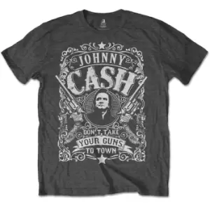 Image of Johnny Cash - Don't take your guns to town Unisex XX-Large T-Shirt - Grey