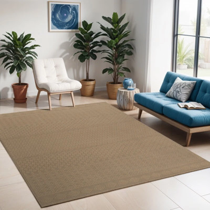 Image of Livabliss Cottage Tan Machine Washable Jute Kashvi Area Rug 198 X 275cm - Easy Care, Non Shedding, Ideal For Living Room & Bedroom