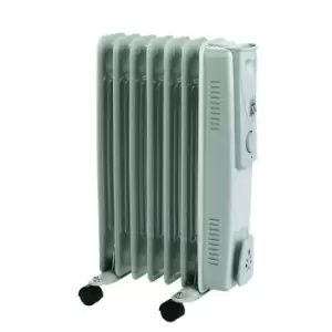 Image of 2.5kw Oil Filled Radiator with Adjustable thermostat and safety tip over switch