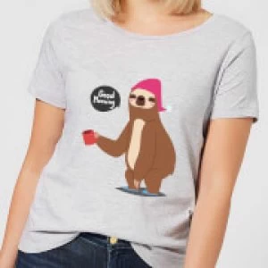Image of Sloth Good Morning Womens T-Shirt - Grey - 3XL
