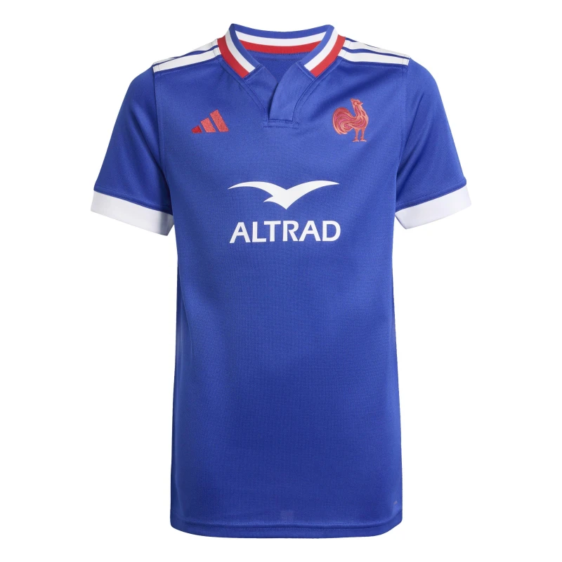 Image of adidas France Rugby Home Shirt 2025 Juniors Semi L Blue unisex 11-12 Years