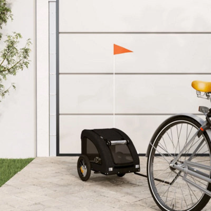 Image of vidaXL Pet Bike Trailer Black Oxford Fabric and Iron, Black 93954
