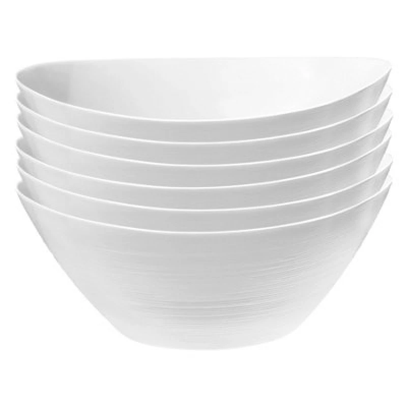 Image of Bormioli Rocco Prometeo Oval Glass Salad Bowls 25cm White Pack of 6 White unisex
