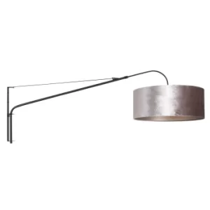 Image of Elegant Classy Wall Lamp with Shade Matt Black, Velvet Silver