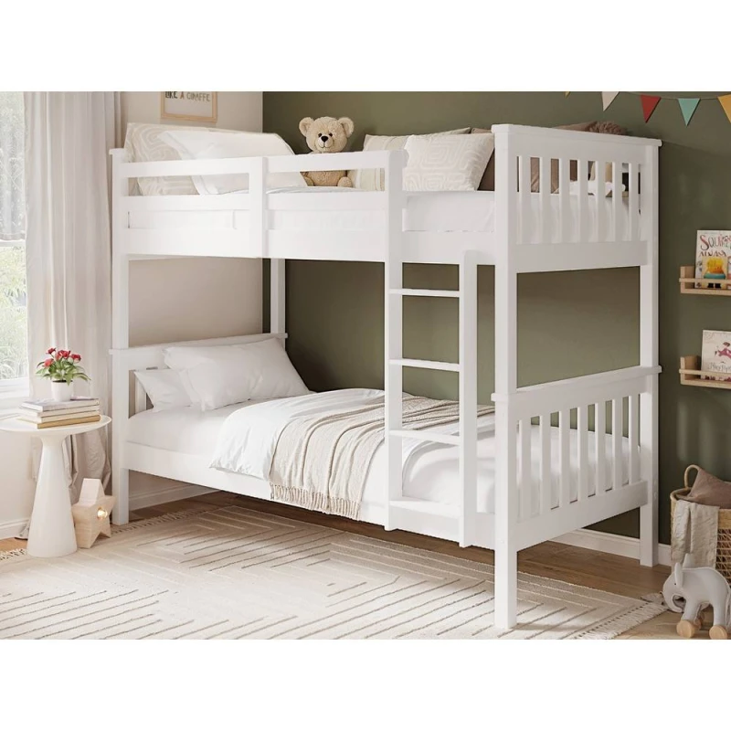 Image of Flair Cypress Detachable Bunk Bed White Size: Single White Unisex Single
