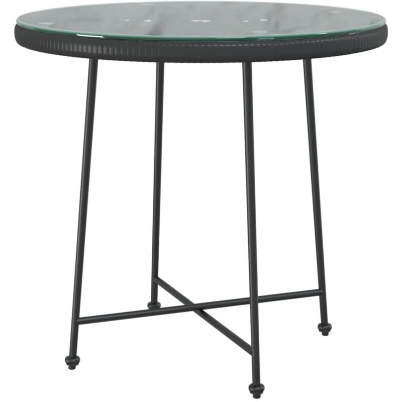 Image of vidaXL Dining Table Black ?80 cm?Tempered Glass and Steel, Black 319437